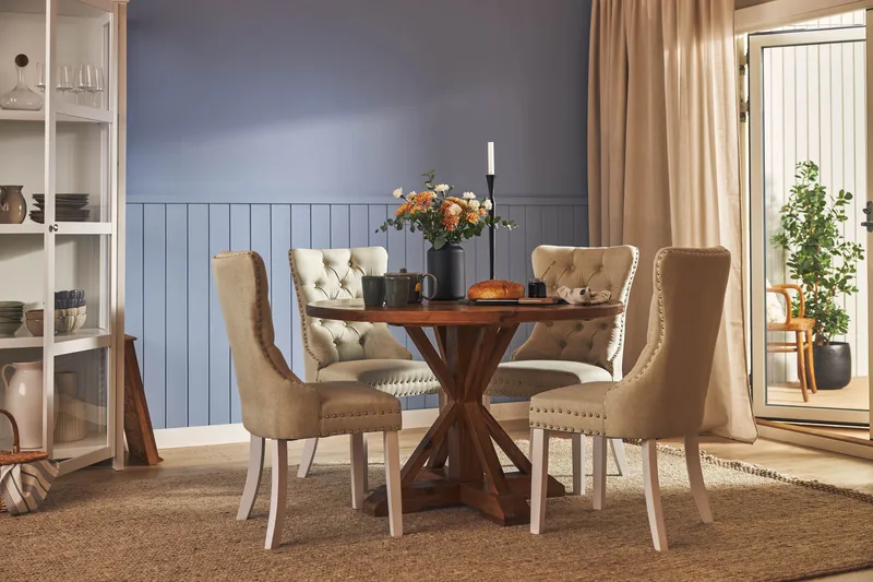 Lyon Matgrupp 120 cm Rund inkl 4 Bergviken Stolar - Brun - Möbler - Bord & matgrupper - Matgrupper