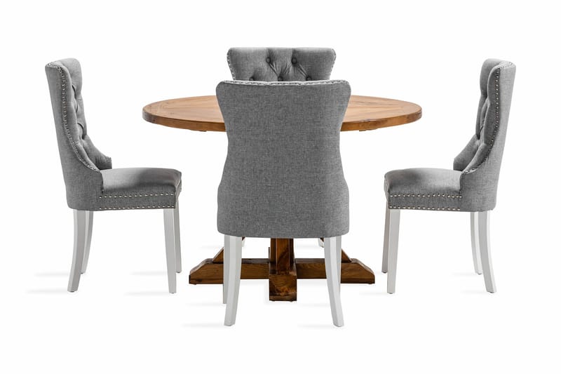 Lyon Matgrupp 120 cm Rund inkl 4 Bergviken Stolar - Brun - Möbler - Bord & matgrupper - Matgrupper