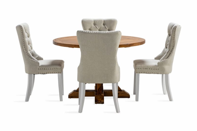 Lyon Matgrupp 120 cm Rund inkl 4 Bergviken Stolar - Brun - Möbler - Bord & matgrupper - Matgrupper