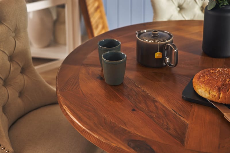 Lyon Matgrupp 120 cm Rund inkl 4 Bergviken Stolar - Brun - Möbler - Bord & matgrupper - Matgrupper