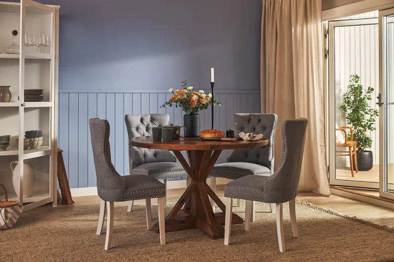 Lyon Matgrupp 120 cm Rund inkl 4 Bergviken Stolar - Brun - Möbler - Bord & matgrupper - Matgrupper