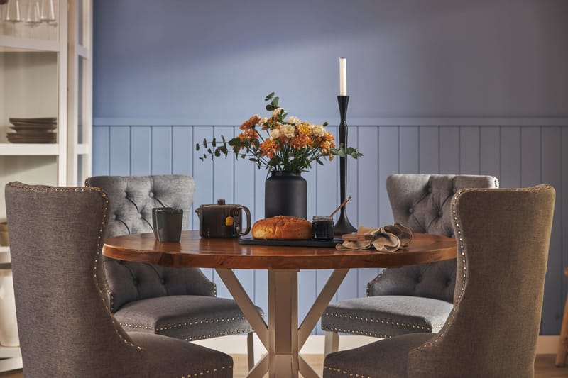 Lyon Matgrupp 120 cm Rund inkl 4 Bergviken Stolar - Brun/Vit - Möbler - Bord & matgrupper - Matgrupper