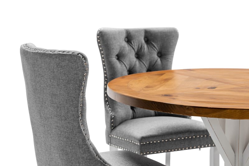 Lyon Matgrupp 120 cm Rund inkl 4 Bergviken Stolar - Brun/Vit - Möbler - Bord & matgrupper - Matgrupper