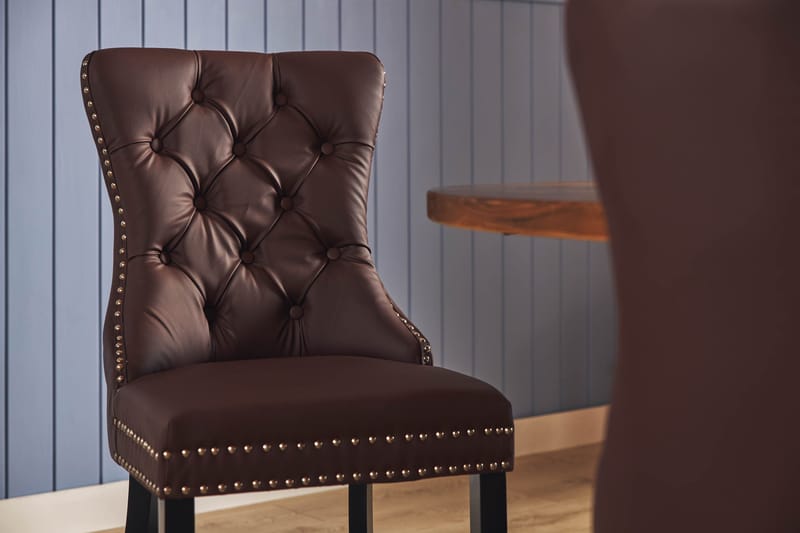 Lyon Matgrupp 120 cm Rund inkl 4 Bergviken Stolar Konstläder - Brun - Möbler - Bord & matgrupper - Matgrupper