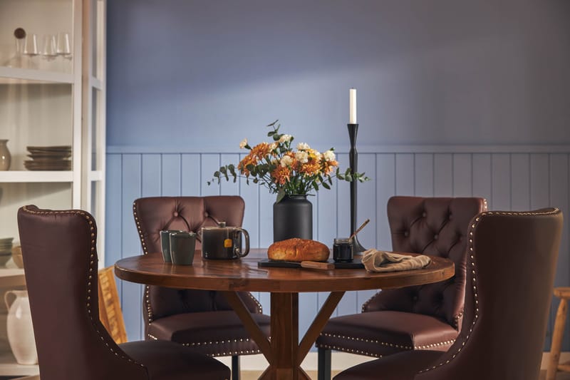 Lyon Matgrupp 120 cm Rund inkl 4 Bergviken Stolar Konstläder - Brun - Möbler - Bord & matgrupper - Matgrupper