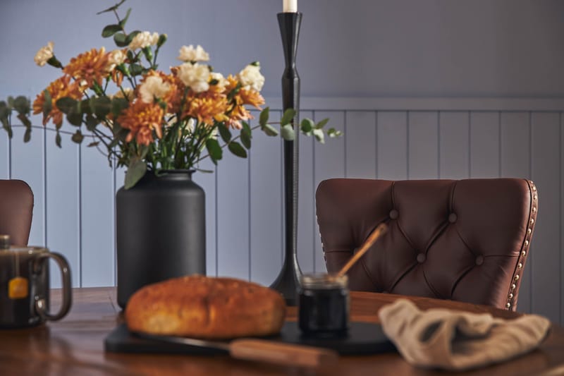 Lyon Matgrupp 120 cm Rund inkl 4 Bergviken Stolar Konstläder - Brun - Möbler - Bord & matgrupper - Matgrupper