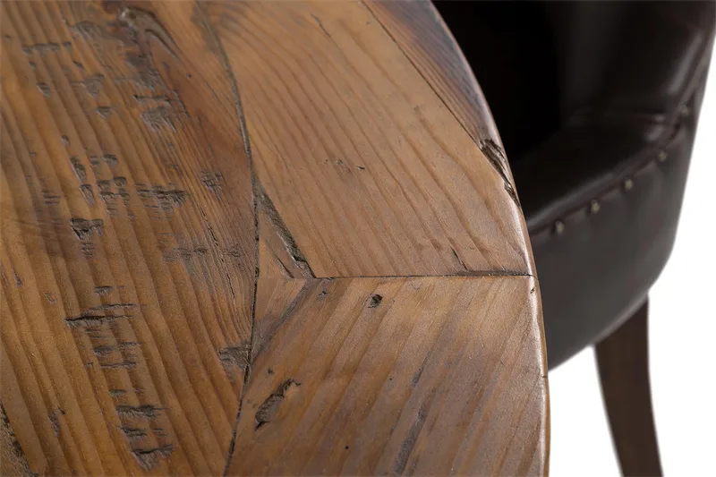 Lyon Matgrupp 150 cm Rund Mörkt trä med 6 Tuva Stolar - Vintage Alm / Brun Pu - Möbler - Bord & matgrupper - Matgrupper