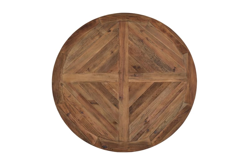 Lyon Matgrupp 150 cm Rund med 4 Tuva Fåtölj - Vintage Alm/Brun PU - Möbler - Bord & matgrupper - Matgrupper