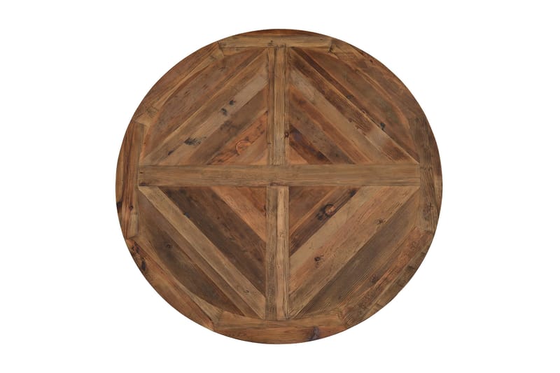 Lyon Matgrupp 150 cm Rund med 4 Tuva Fåtölj - Vintage Alm/Brun PU - Möbler - Bord & matgrupper - Matgrupper