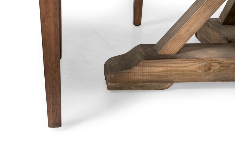 Lyon Matgrupp 150 cm Rund med 4 Tuva Fåtölj - Vintage Alm/Brun PU - Möbler - Bord & matgrupper - Matgrupper