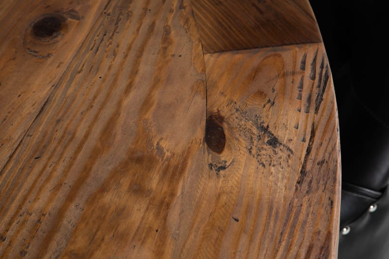 Lyon Matgrupp 150 cm Rund med 4 Tuva Fåtölj - Vintage Alm/Svart PU - Möbler - Bord & matgrupper - Matgrupper