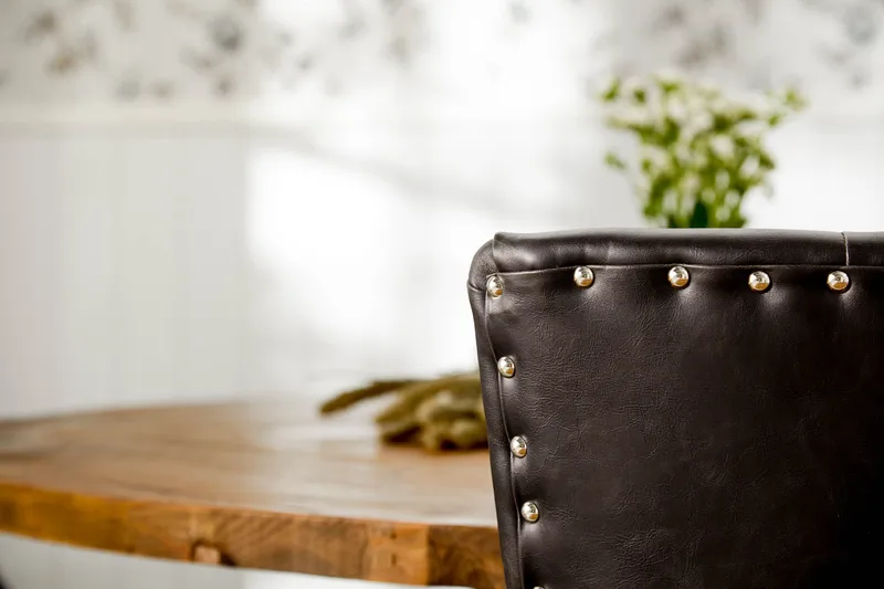 Lyon Matgrupp 150 cm Rund med 4 Tuva Fåtölj - Vintage Alm/Svart PU - Möbler - Bord & matgrupper - Matgrupper