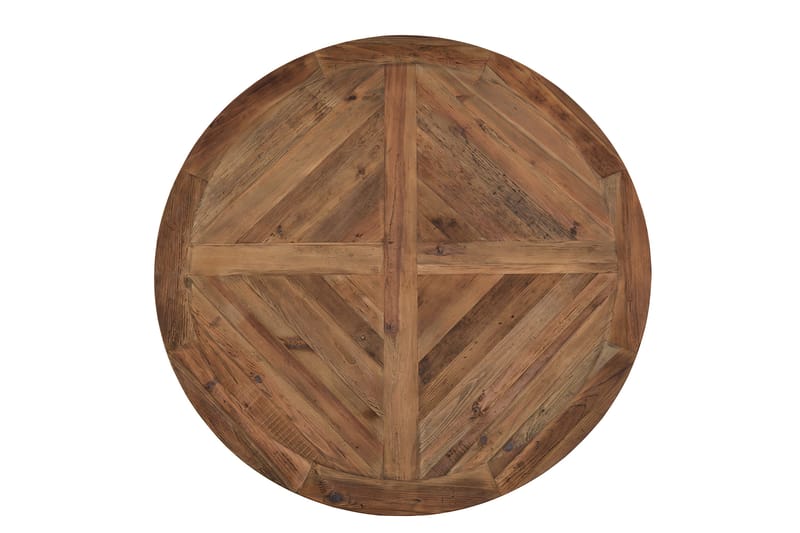 Lyon Matgrupp 150 cm Rund med 4 Tuva Fåtölj - Vintage Alm/Vit/Brun PU - Möbler - Bord & matgrupper - Matgrupper