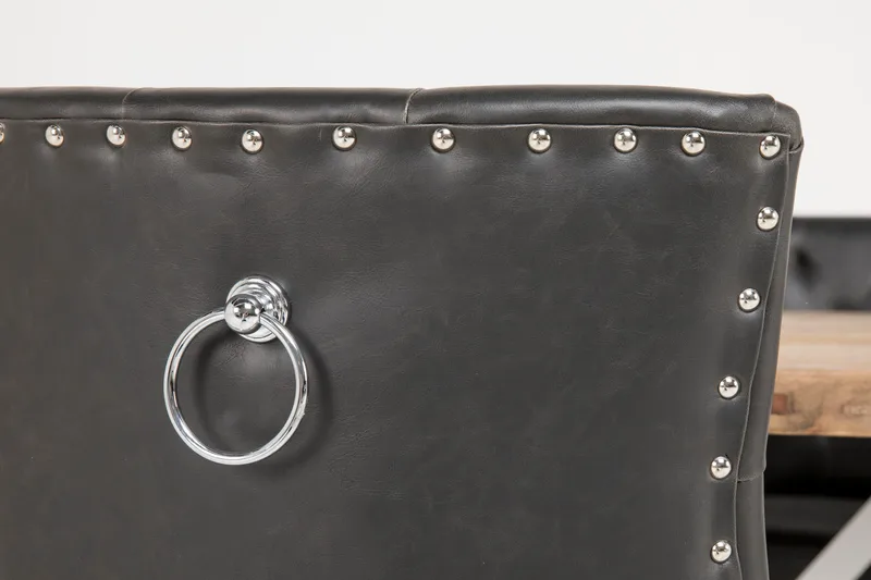 Lyon Matgrupp 150 cm Rund med 4 Tuva Fåtölj - Vintage Alm/Vit/Svart PU - Möbler - Bord & matgrupper - Matgrupper