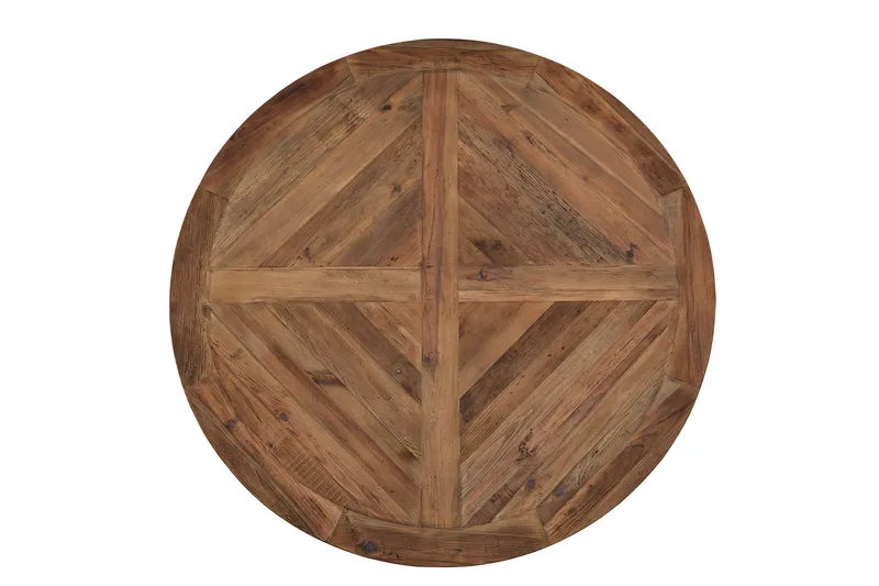 Lyon Matgrupp 150 cm Rund med 4 Tuva Fåtölj - Vintage Alm/Vit/Svart PU - Möbler - Bord & matgrupper - Matgrupper