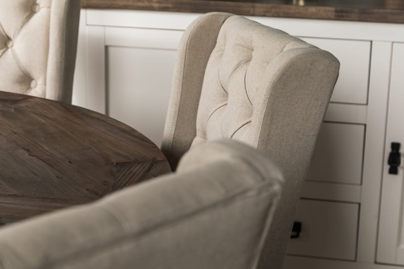 Lyon Matgrupp 150 cm Rund med 6 Irma Stol - Vintage Alm/Beige - Möbler - Bord & matgrupper - Matgrupper