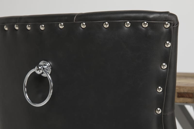 Lyon Matgrupp 150 cm Rund med 6 Tuva Fåtölj - Vintage Alm/Vit/Svart PU - Möbler - Bord & matgrupper - Matgrupper