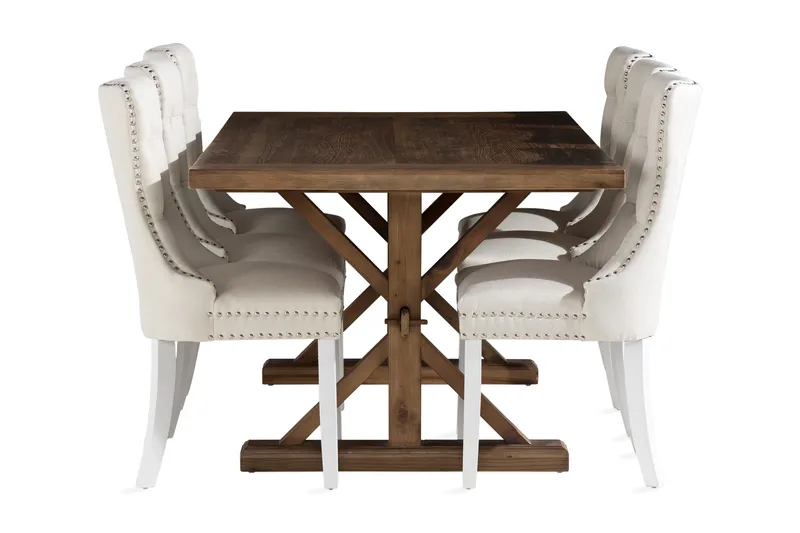 Lyon Matgrupp 200x100 cm inkl 6 Bergviken Stolar - Brun - Möbler - Bord & matgrupper - Matgrupper