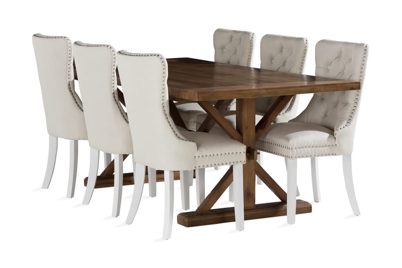 Lyon Matgrupp 200x100 cm inkl 6 Bergviken Stolar - Brun - Möbler - Bord & matgrupper - Matgrupper