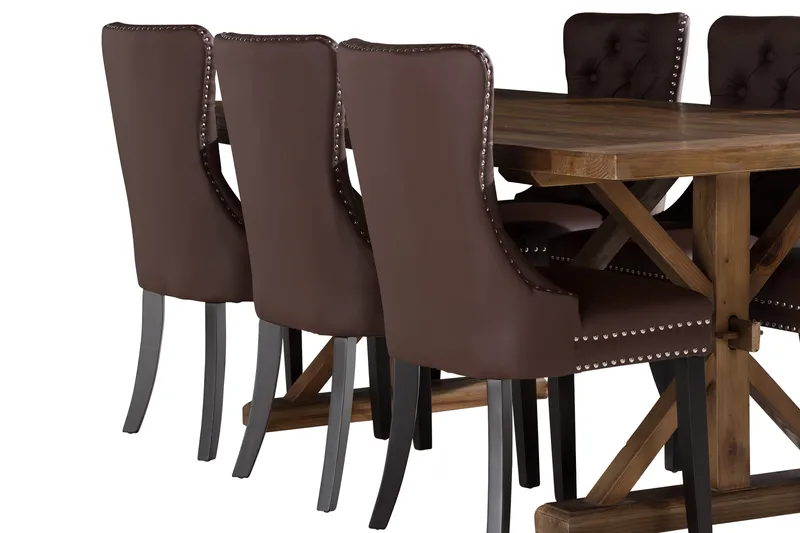 Lyon Matgrupp 200x100 cm inkl 6 Bergviken Stolar Konstläder - Brun - Möbler - Bord & matgrupper - Matgrupper