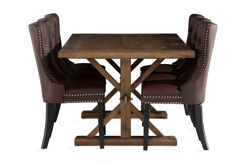 Lyon Matgrupp 200x100 cm inkl 6 Bergviken Stolar Konstläder - Brun - Möbler - Bord & matgrupper - Matgrupper