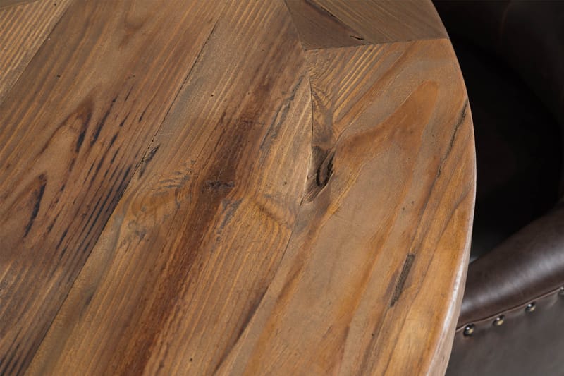 Lyon Matgrupp Rund med 4 st Tuva Fåtölj Konstläder - Trä/Mörkbrun - Möbler - Bord & matgrupper - Matgrupper