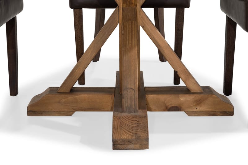 Lyon Matgrupp Rund med 4 st Tuva Fåtölj Konstläder - Trä/Mörkbrun - Möbler - Bord & matgrupper - Matgrupper