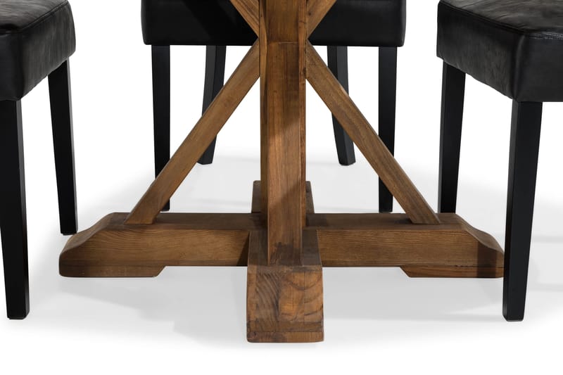 Lyon Matgrupp Rund med 4 st Tuva Fåtölj Konstläder - Trä/Svart PU - Möbler - Bord & matgrupper - Matgrupper