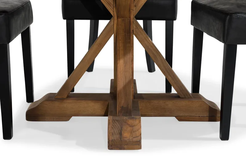 Lyon Matgrupp Rund med 4 st Tuva Fåtölj Konstläder - Trä/Svart PU - Möbler - Bord & matgrupper - Matgrupper