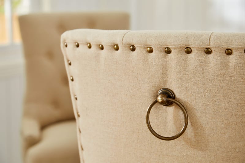 Lyon Matgrupp Rund med 4 st Viktoria Fåtölj - Trä / Beige - Möbler - Bord & matgrupper - Matgrupper