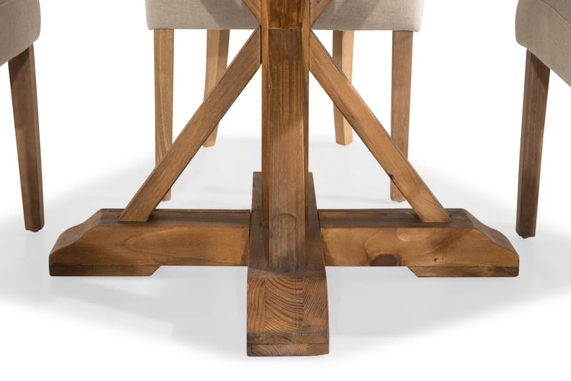 Lyon Matgrupp Rund med 4 st Viktoria Fåtölj - Trä / Beige - Möbler - Bord & matgrupper - Matgrupper