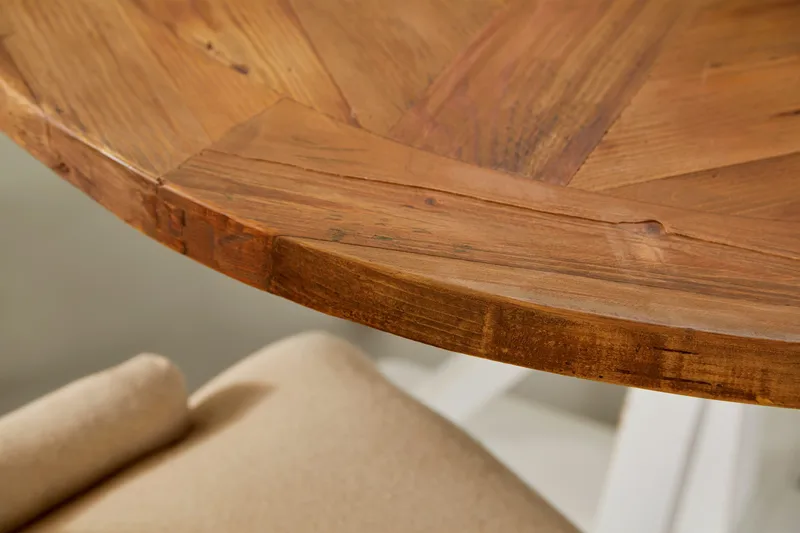 Lyon Matgrupp Rund med 4 st Viktoria Fåtölj - Trä/Vit/Beige - Möbler - Bord & matgrupper - Matgrupper