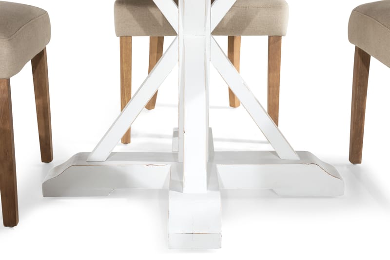 Lyon Matgrupp Rund med 4 st Viktoria Fåtölj - Trä/Vit/Beige - Möbler - Bord & matgrupper - Matgrupper