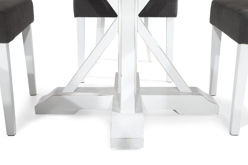 Lyon Matgrupp Rund med 4 st Viktoria Fåtölj - Trä/Vit/Grå - Möbler - Bord & matgrupper - Matgrupper