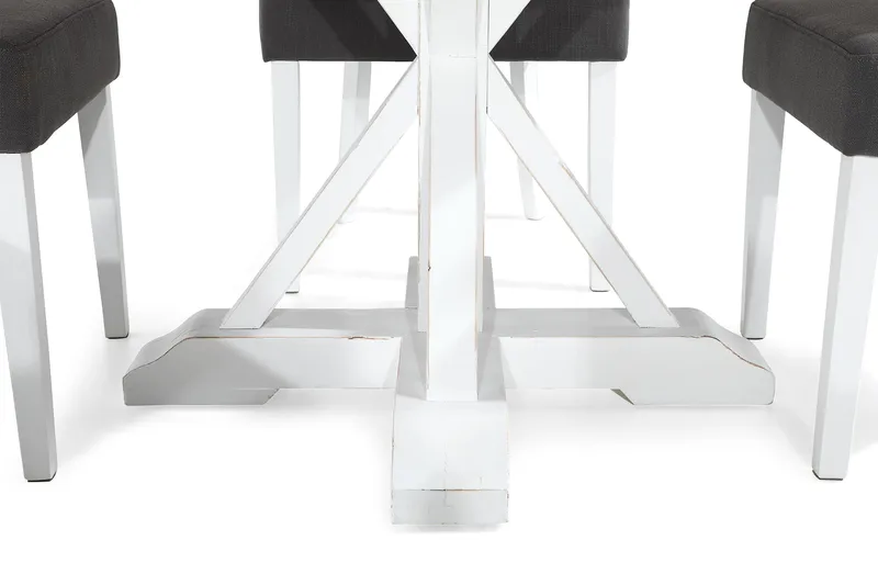 Lyon Matgrupp Rund med 4 st Viktoria Fåtölj - Trä/Vit/Grå - Möbler - Bord & matgrupper - Matgrupper