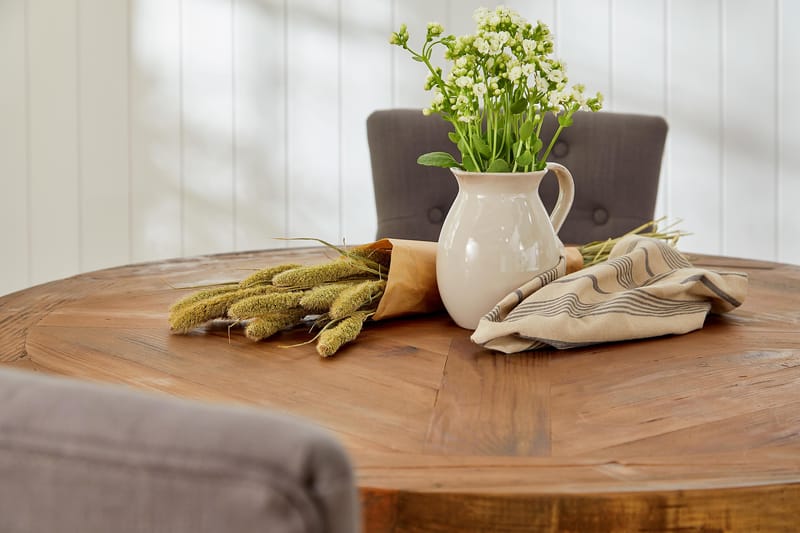 Lyon Matgrupp Rund med 4 st Viktoria Fåtölj - Trä/Vit/Grå - Möbler - Bord & matgrupper - Matgrupper