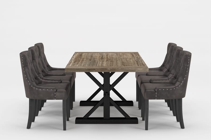 Lyon Premium Förlängningsbar Matgrupp 200-290 cm + 6 Tuva St - Brun/Svart - Möbler - Bord & matgrupper - Matgrupper