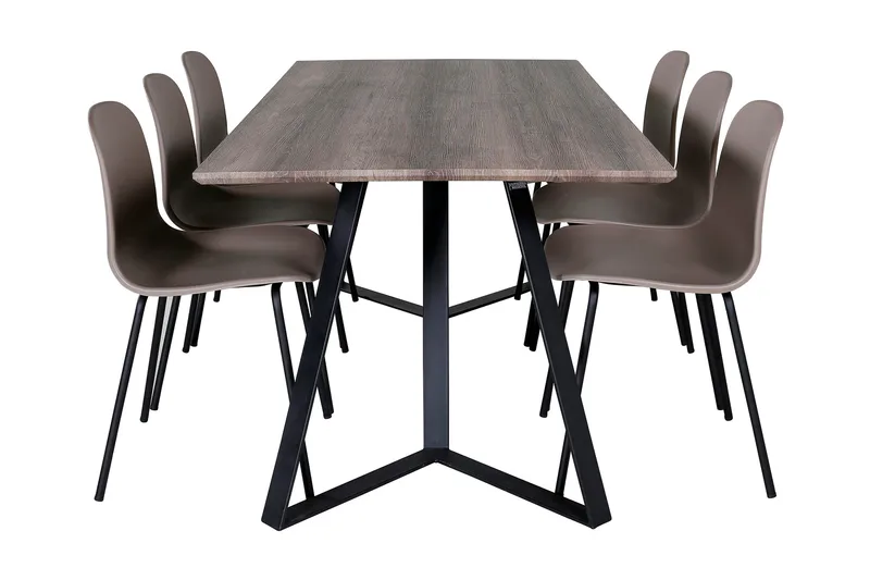 Malvina Matgrupp 180 cm inkl 6 Kullersbro Stolar - Grå/Svart/Beige - Möbler - Bord & matgrupper - Matgrupper