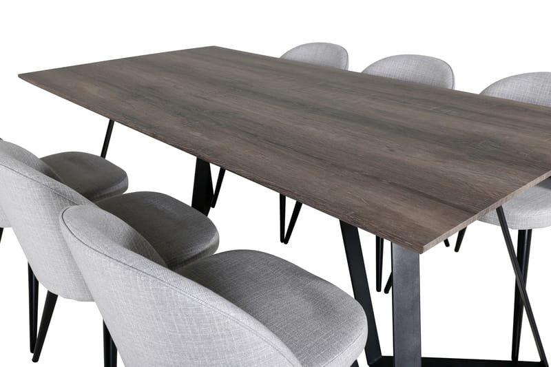 Malvina Matgrupp 180 cm inkl 6 Sedavi Stolar - Grå/Svart - Möbler - Bord & matgrupper - Matgrupper