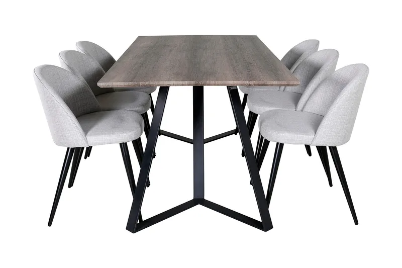 Malvina Matgrupp 180 cm inkl 6 Sedavi Stolar - Grå/Svart - Möbler - Bord & matgrupper - Matgrupper