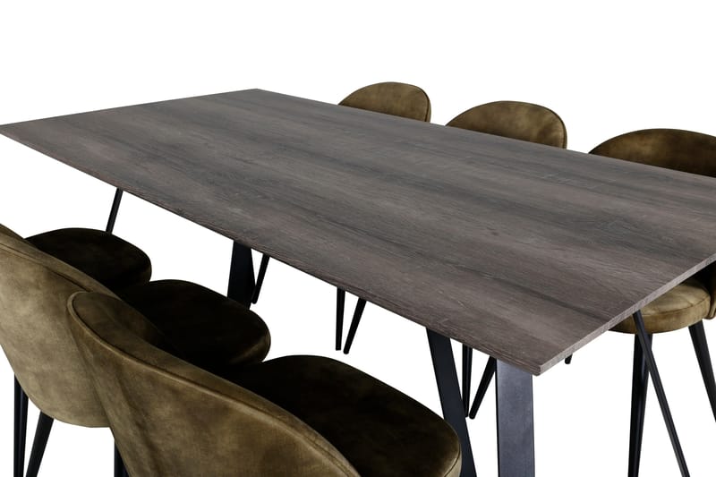 Malvina Matgrupp 180 cm inkl 6 Sedavi Stolar - Grå/Svart/Mässing - Möbler - Bord & matgrupper - Matgrupper