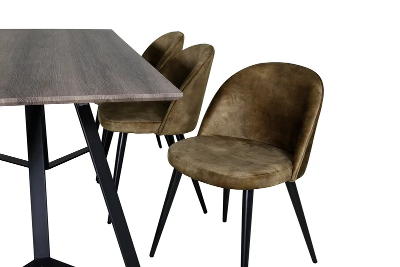 Malvina Matgrupp 180 cm inkl 6 Sedavi Stolar - Grå/Svart/Mässing - Möbler - Bord & matgrupper - Matgrupper