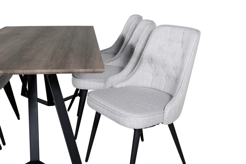 Malvina Matgrupp 180 cm inkl 6 Valera Stolar - Grå/Svart - Möbler - Bord & matgrupper - Matgrupper