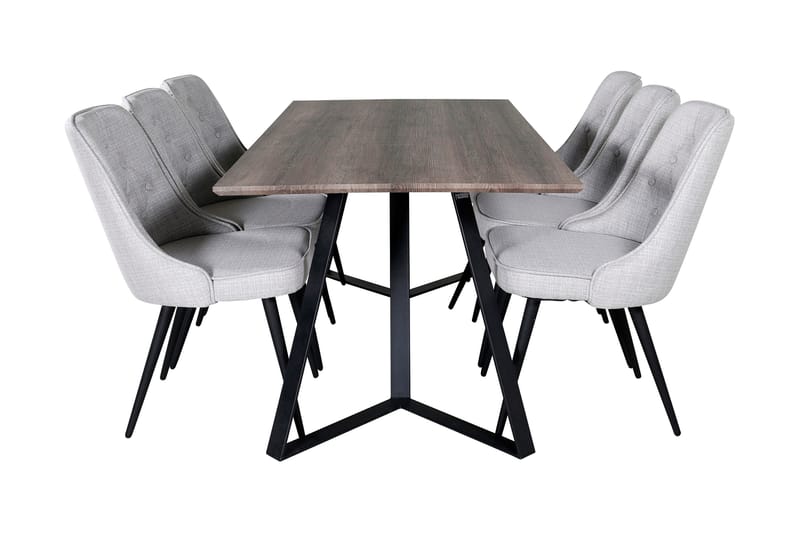 Malvina Matgrupp 180 cm inkl 6 Valera Stolar - Grå/Svart - Möbler - Bord & matgrupper - Matgrupper