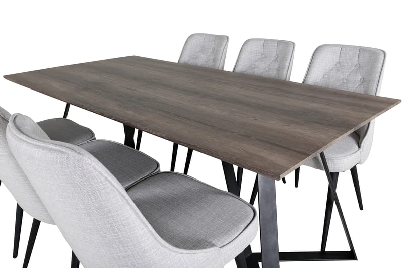 Malvina Matgrupp 180 cm inkl 6 Valera Stolar - Grå/Svart - Möbler - Bord & matgrupper - Matgrupper