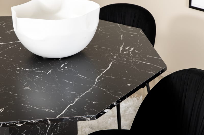 Marbs Matgrupp 110 cm Rund inkl 4 Foyos Stolar - Svart - Möbler - Bord & matgrupper - Matgrupper