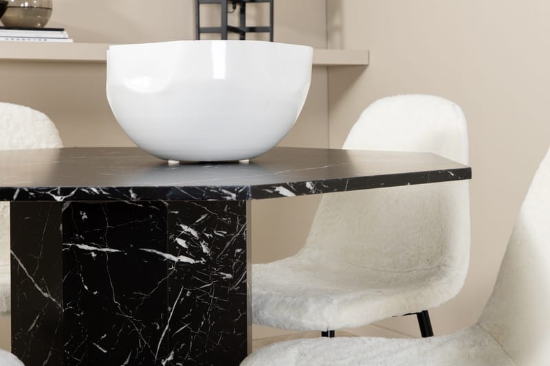 Marbs Matgrupp 110 cm Rund inkl 4 Pontus Stolar - Svart/Vit - Möbler - Bord & matgrupper - Matgrupper