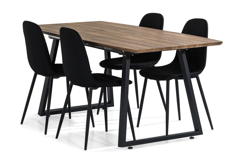 Marcelen Förlängningsbar Matgrupp 140 cm med 4 Nibe Stol - Brun/Svart - Möbler - Bord & matgrupper - Matgrupper