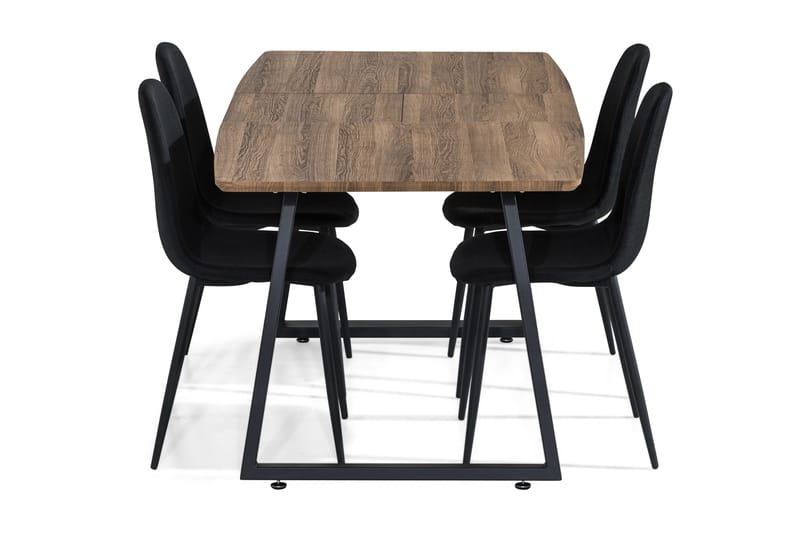 Marcelen Förlängningsbar Matgrupp 140 cm med 4 Nibe Stol - Brun/Svart - Möbler - Bord & matgrupper - Matgrupper