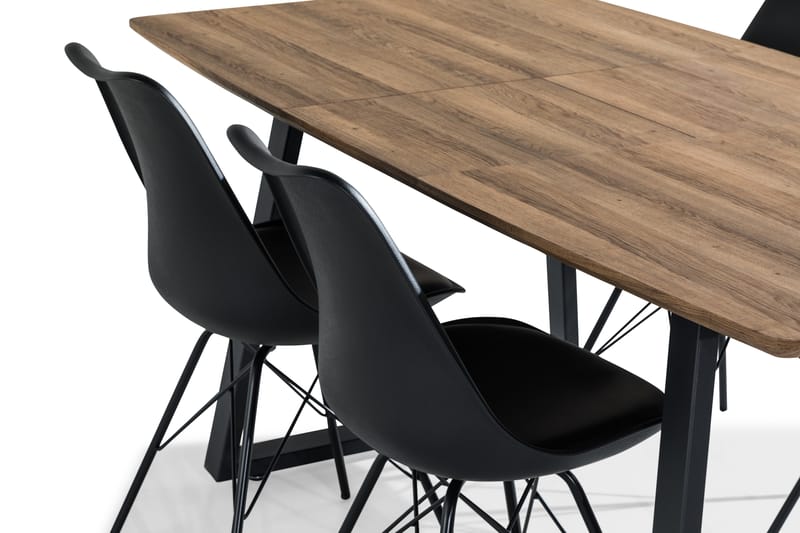 Marcelen Förlängningsbar Matgrupp 140 cm med 4 Nibe Stol - Brun/Svart - Möbler - Bord & matgrupper - Matgrupper